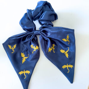fourth wing inspired scrunchie with golden dragons