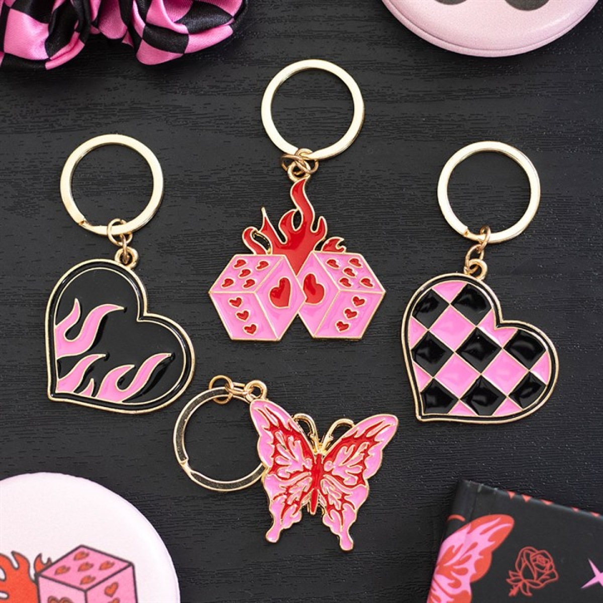 Checkerboard Heart Keyring - Image 5